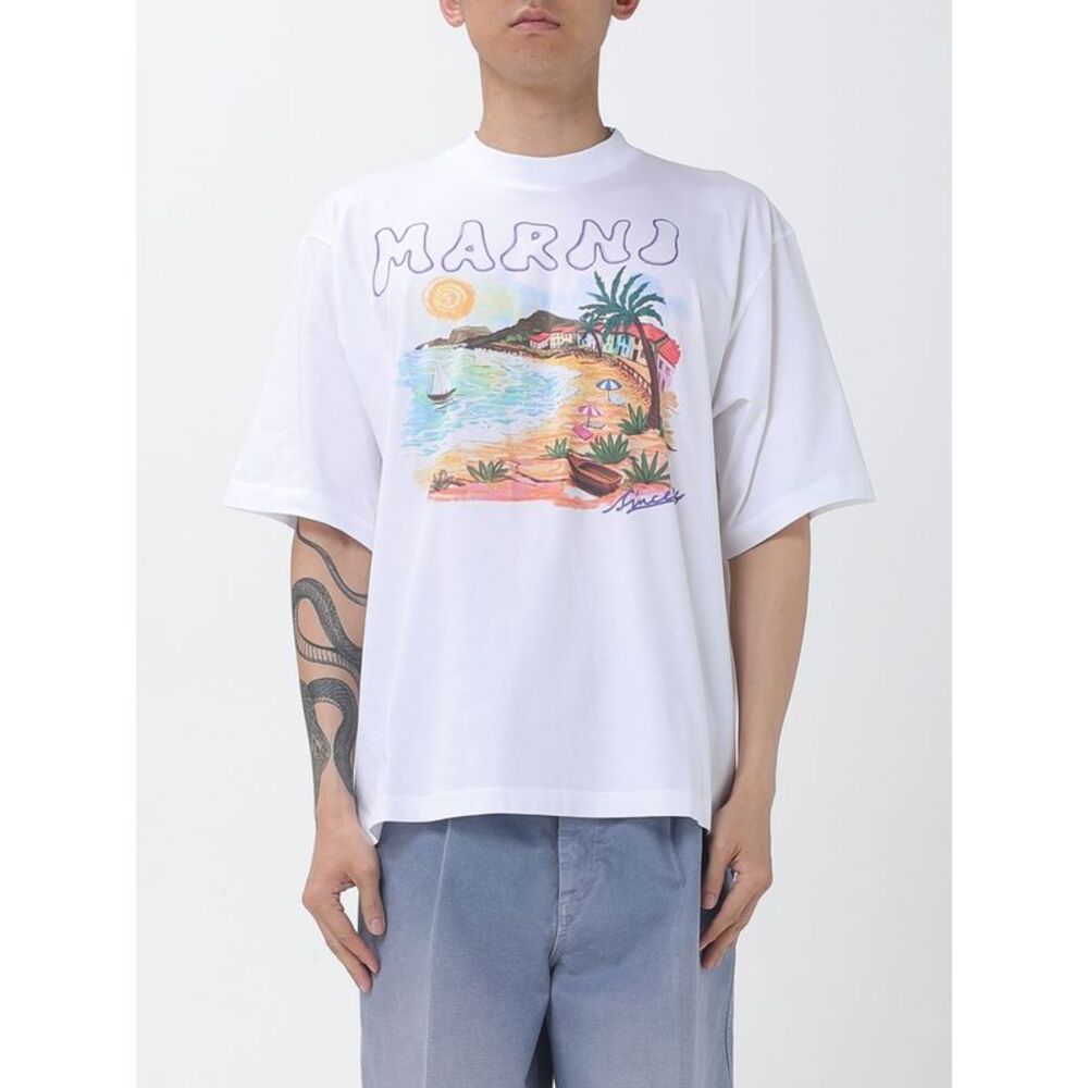 Marni Men Cotton T-Shirt With Graphic Print Marni